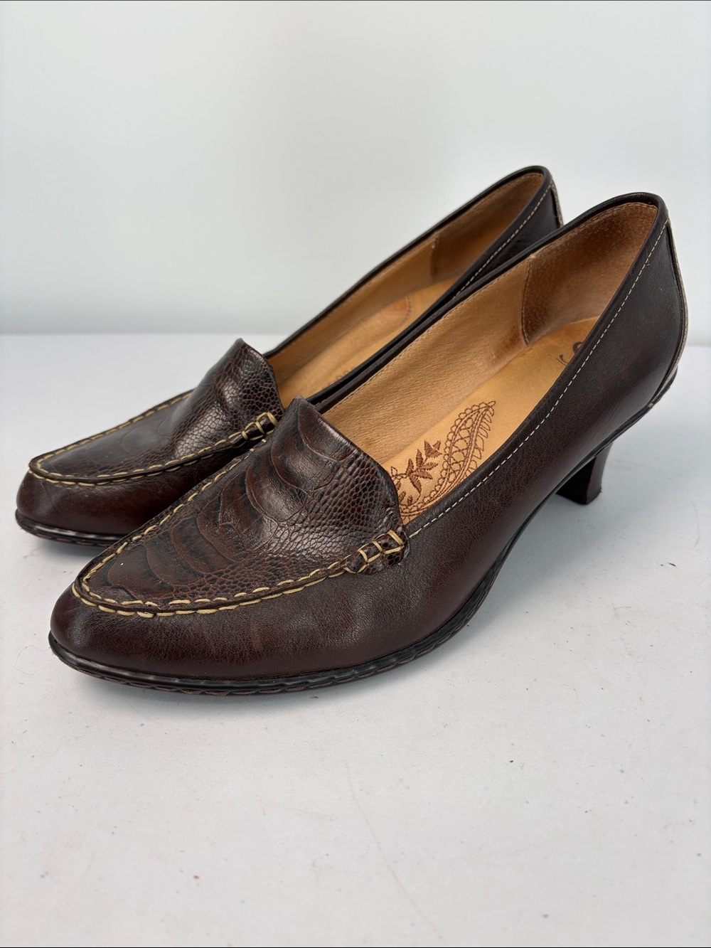 🥠 Sofft leather Dark Brown Low Heel Loafers